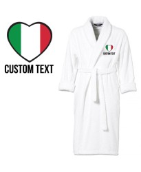 Italy Flag Heart Shape Embroidery Logo with Custom Text Embroidered Bathrobes